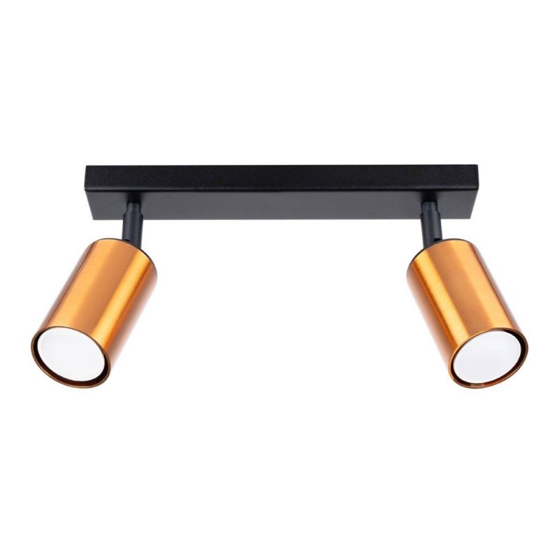 Spot Sollux Lighting Winx czarny-miedź 2 x GU10 x IP20 wym: 18,5 x 6 x 30 cm - 1 szt.