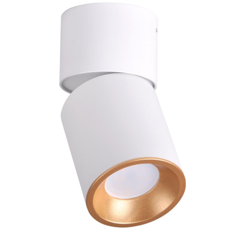 Spot sufitowy Polux Nixa biały ze złotym środkiem 1 x GU10 x 10W IP20 wym: 17 x 8,2 cm - 1 szt.