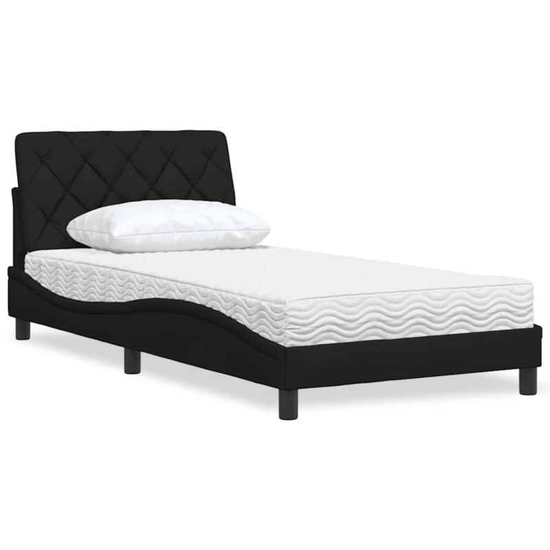 Łóżko z materacem WaszeMeble 100x200 cm Czarny tkanina WM-3310722 1 szt.
