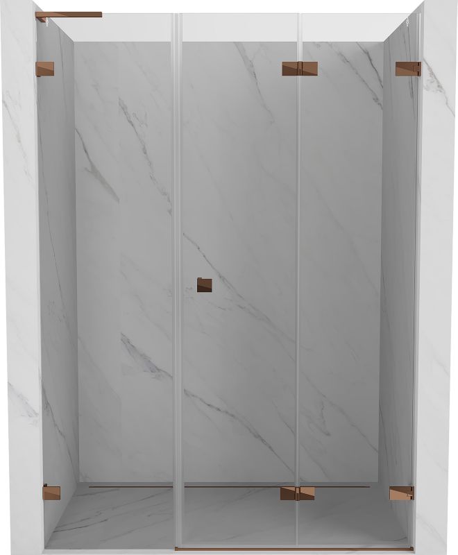drzwi prysznicowe składane Mexen Lunar-F L różowe złoto 135x200 cm 1 szt.