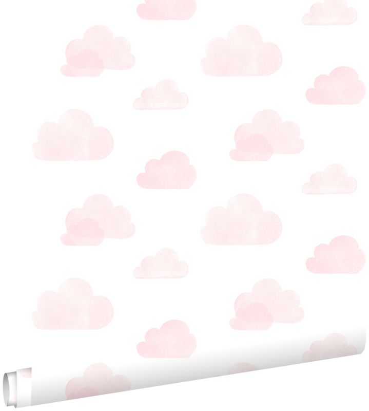 Tapeta ESTAhome stemplowane chmury jasnego różuIbiałym 53 cm x 10.05 m - 1 rol.