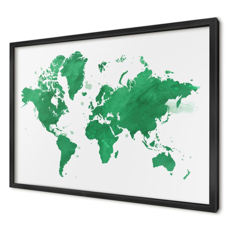 Magnetyczna tablica ozdobna Wallfluent 60x40 Zielona mapa w czarnej ramie 1szt