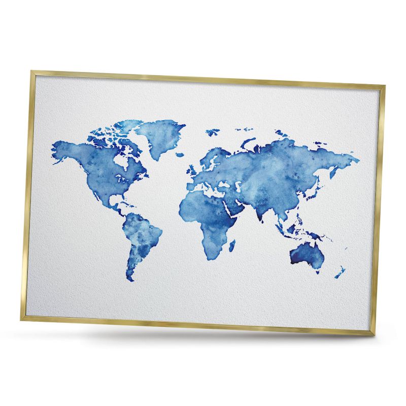 Tablica magnetyczna dekoracyjna ArtPrintCave 100x70 Akwarelowa mapa w złotej ramie 1szt