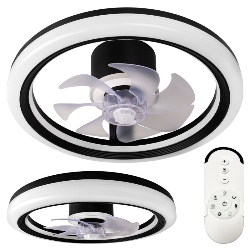 Plafon LED XUDO 45W z wentylatorem 3CCT z pilotem i aplikacją Czarny Okrągły 1 szt.
