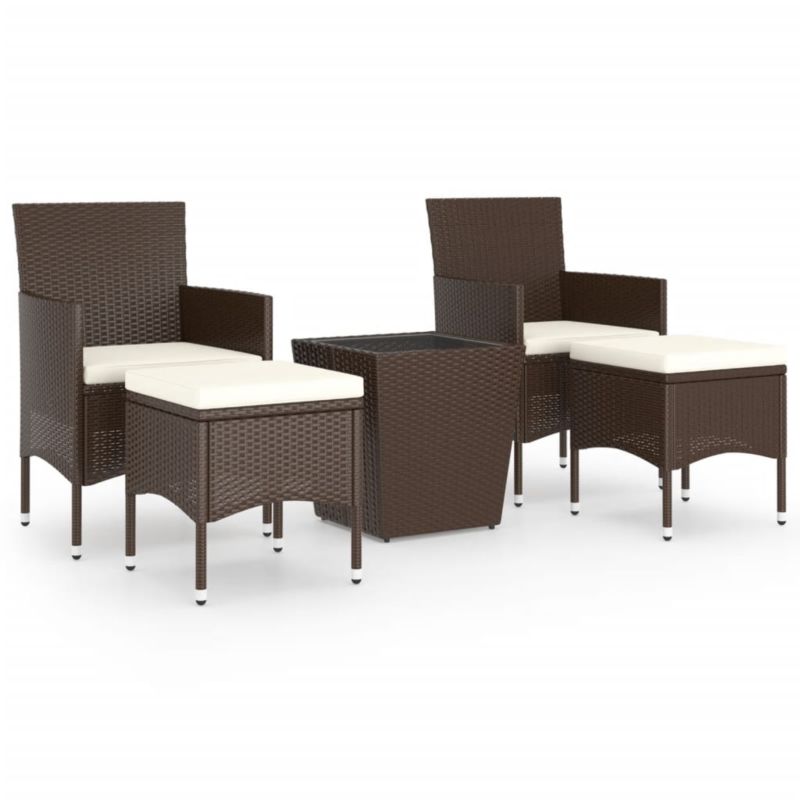 Zestaw mebli ogrodowych bistro WaszeMeble polirattan brązowy z poduszkami WM-3058371 1 kpl