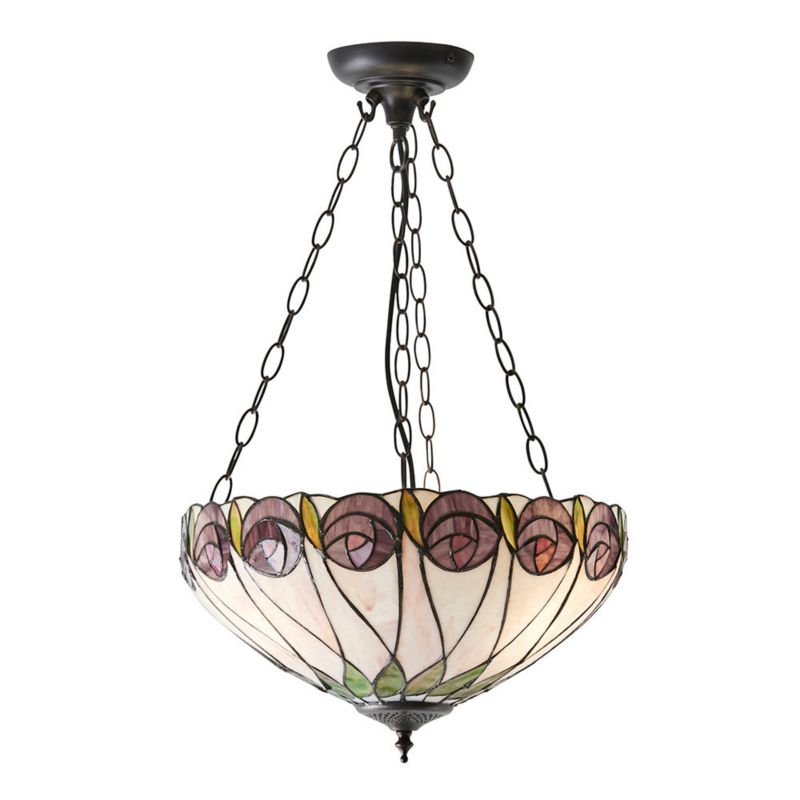 Lampa sufitowa róże Tiffany HUTCHINSON brązowa 3xE27x40W IP20 - 1 szt