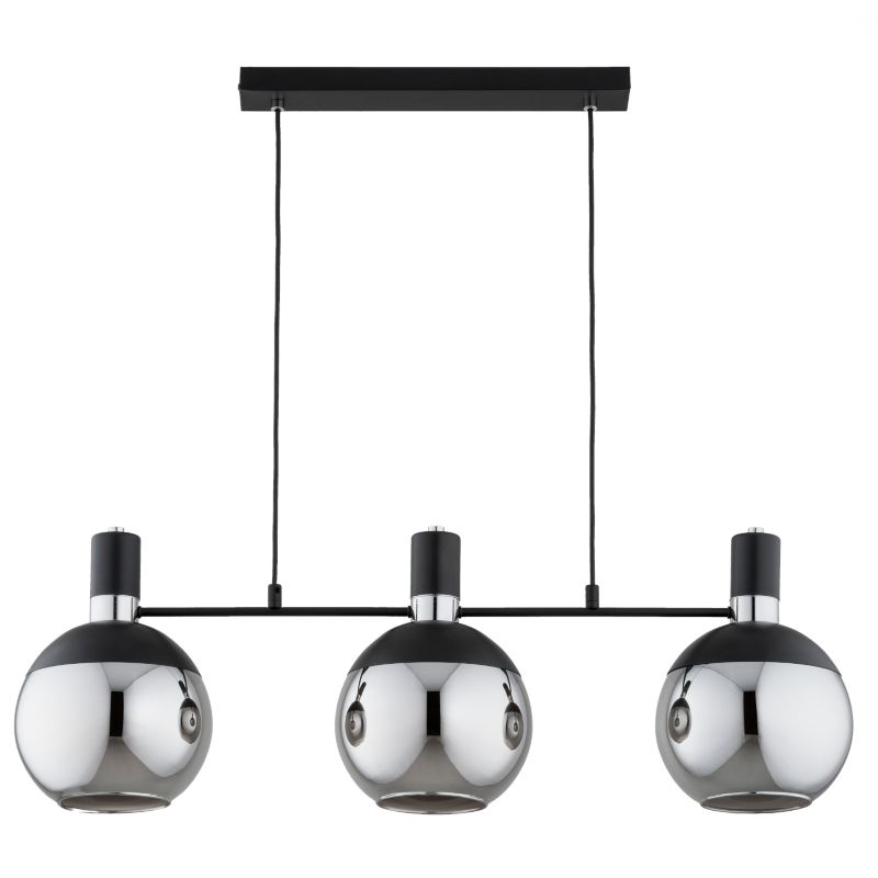 Lampa wisząca srebrne detale Alfa KATEL czarna 3xE27x15W IP20 wym:85x85x20cm - 1 szt.