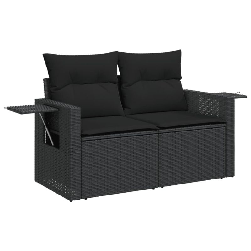 Sofa ogrodowa WaszeMeble z technorattanu czarna z poduszkami WM-365990 1 szt.