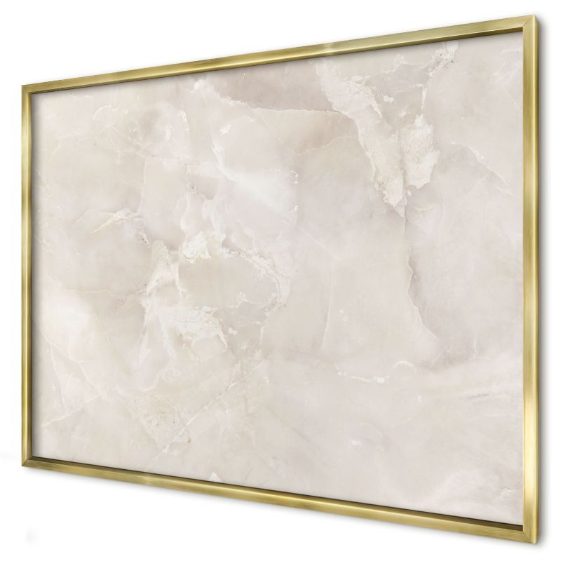 Tablica magnetyczna do salonu Wallfluent 100x70 Marmur beżowy w złotej ramie 1szt