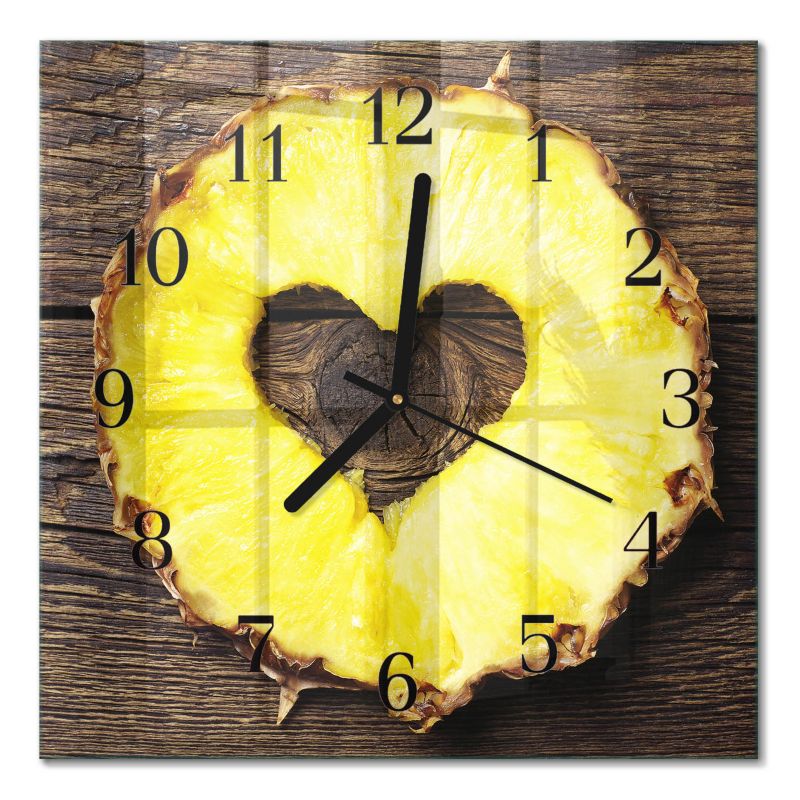 Dekoracyjny Zegar Ścienny Tulup 30x30 cm z Czarnymi Wskazówkami Ananas 1 szt.