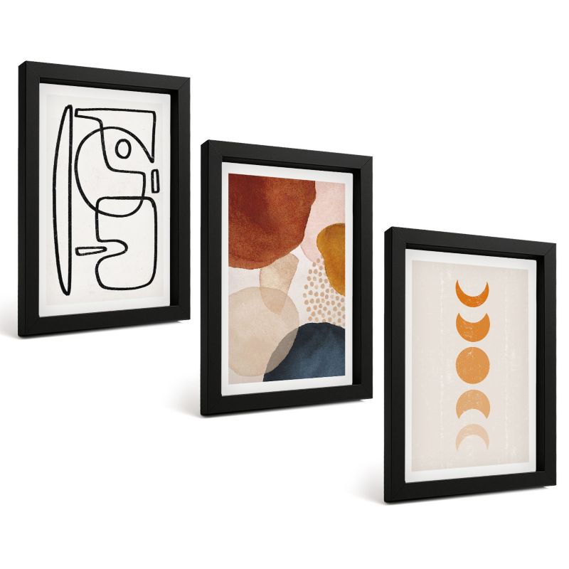 Galeria 3 Obrazów w Czarnej Ramie ArtPrintCave 20x30 cm Komplet ścienny Abstrakcyjne kolory dekoracje 1 kpl.
