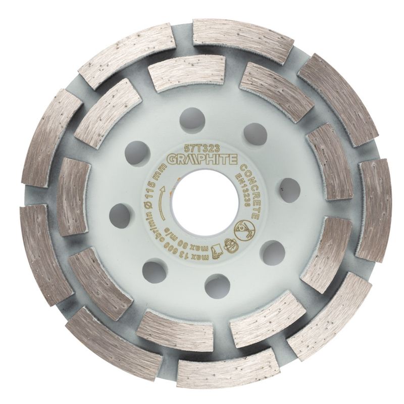 Tarcza diamentowa GRAPHITE szlifierska 2 segmenty, 115 x 22.2 mm, na sucho 1 szt