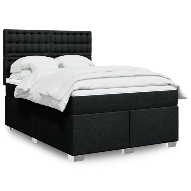 Łóżko z materacem WaszeMeble 135x190 cm Czarny tkanina z LED WM-3292799 1 szt.