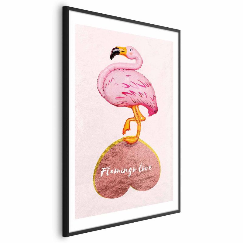 Plakat Artgeist Zakochany flaming 29,7x42 cm z ramą czarną z marginesem 1 szt