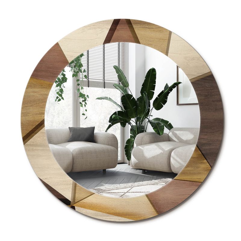 Lustro z nadrukiem Wallfluent fi50 cm Geometryczne drewno 3d 1 szt.