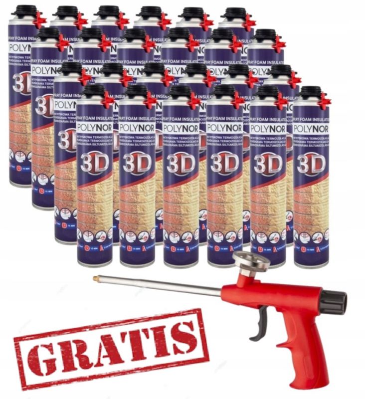 Pianka PUR ocieplenie Polynor 3D 930 g Izolacja Poddasza Garażu 1kpl.