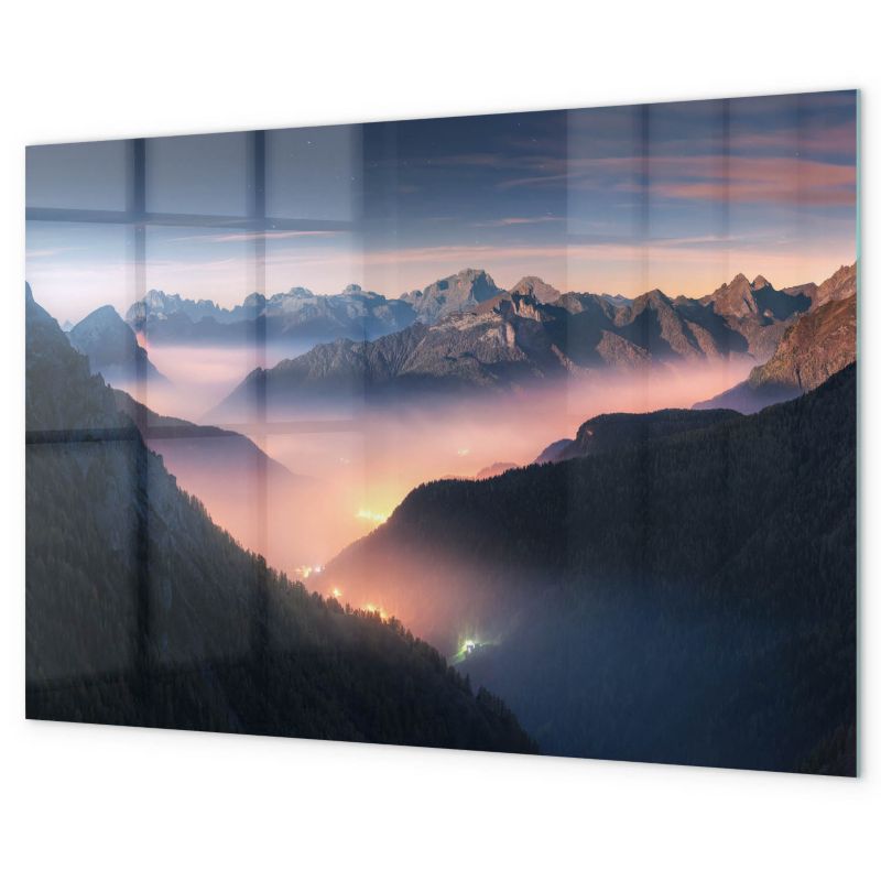 Tablica Magnetyczna Szklana Tulup 60x40 cm Szczyty gór krajobraz 5 magnesów neodymowych 1 kpl