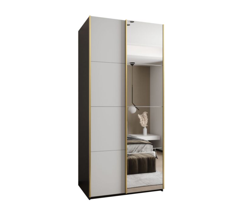 Szafa przesuwna Abiks LUX 3 wysoka szer.110cm czarny/biały/złoty 1szt.