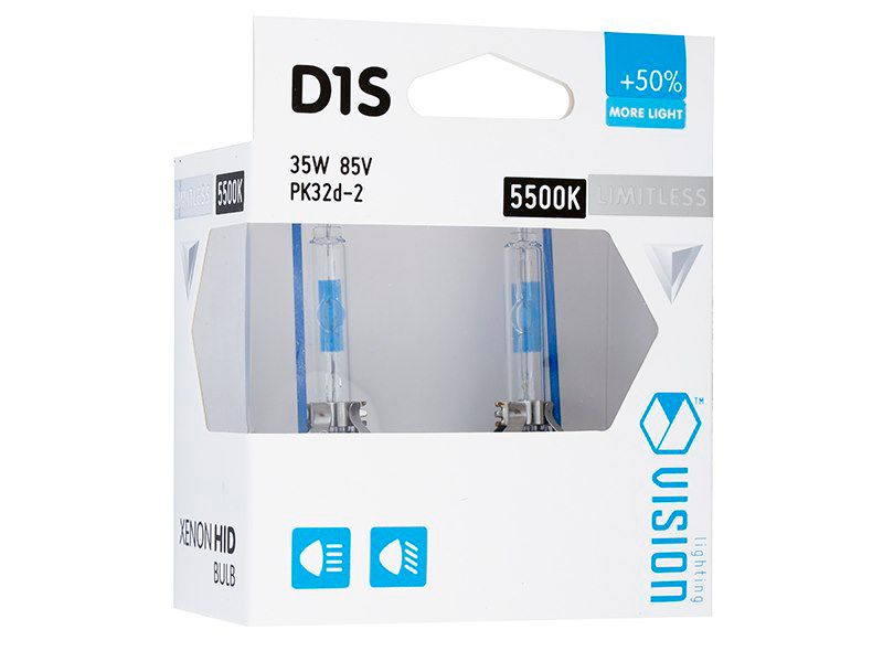 Żarówki ksenonowe, VISION, D1S 5500K 85V 35W PK32d-2 +50% Limitless White, 2 szt.