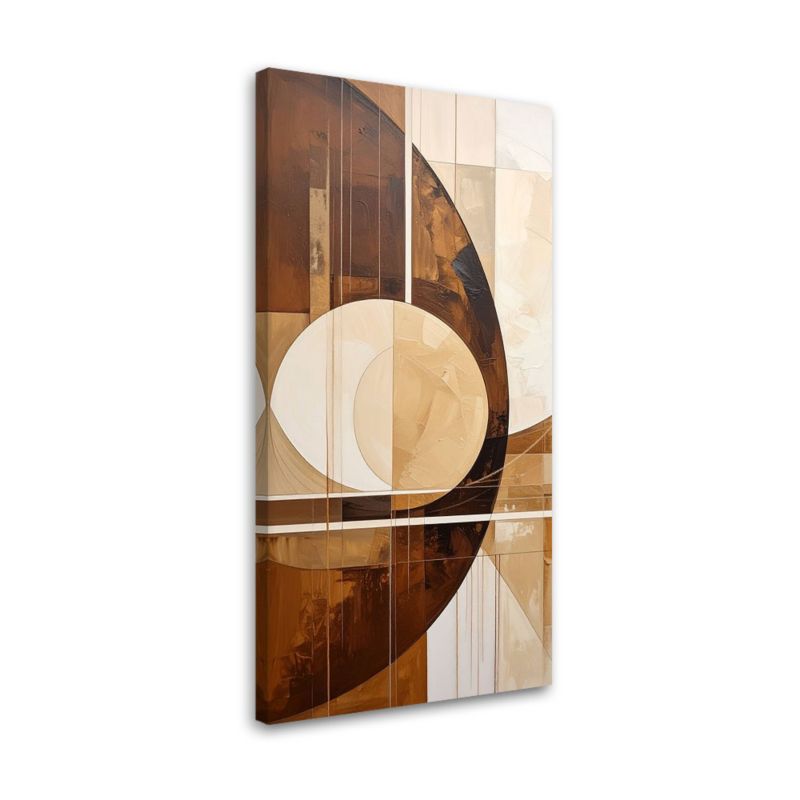 Obraz do salonu sypialni kuchni Feeby Abstrakcyjne koła kształty w odcieniach beżu i brązu 60x120cm 1szt
