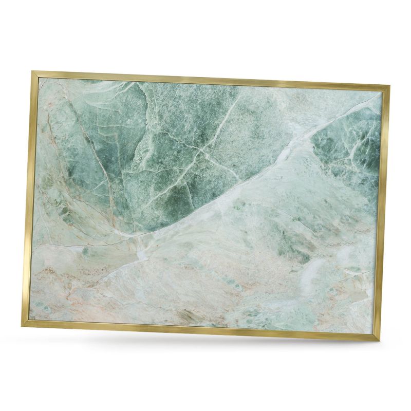Tablica magnetyczna dekoracyjna ArtPrintCave 70x50 zielone tekstury w złotej ramie 1szt