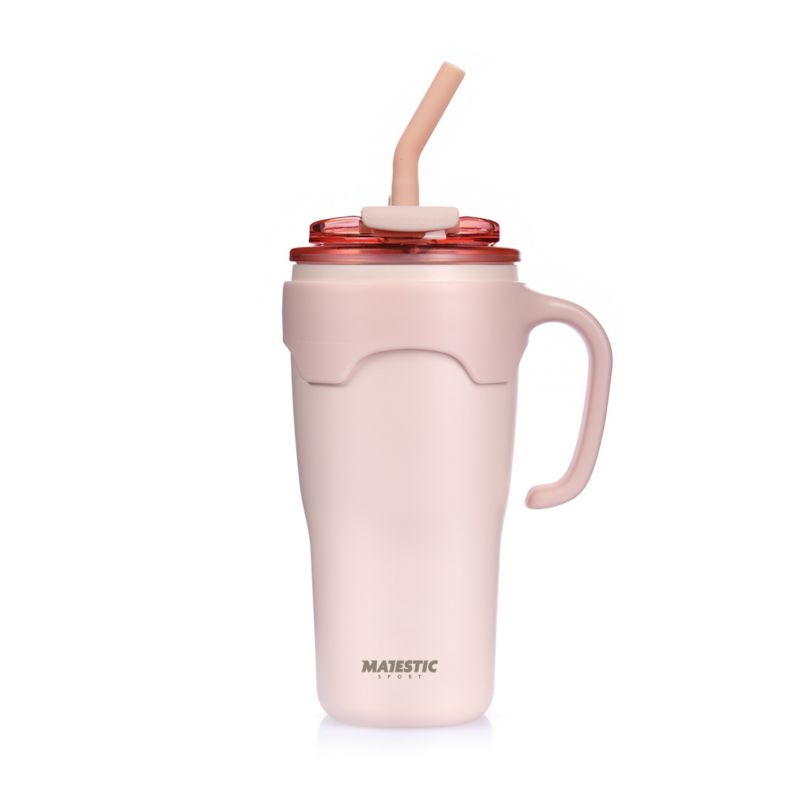 Kubek termiczny Majestic Sport Jelly 650 ml różowy ze słomką i uchwytem 1 szt.