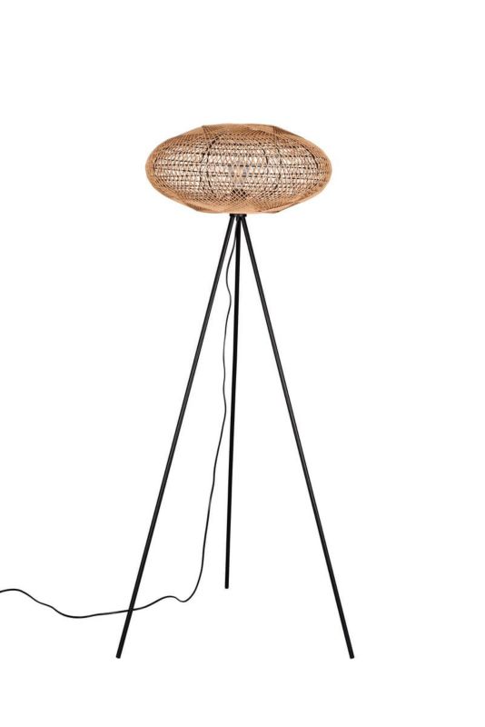 Lampa podłogowa stojąca Trio Hedda czarno-brązowa 1 x E27 x 20W wym: 150 x 52 x 52 cm - 1 szt.