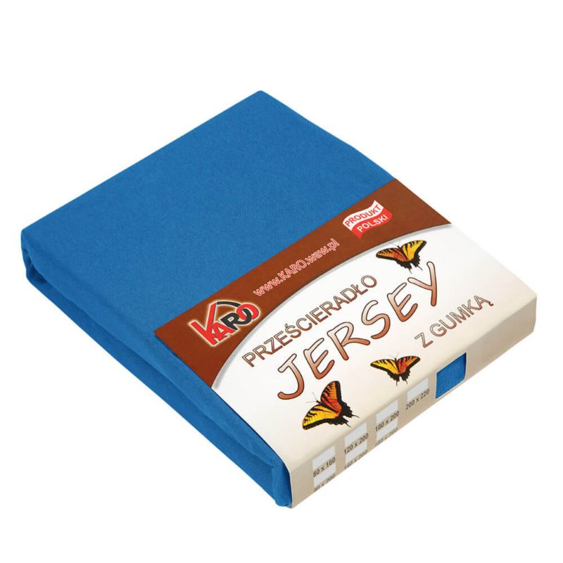 Prześcieradło jersey z gumką KARO 120x200 chabrowe 1szt.