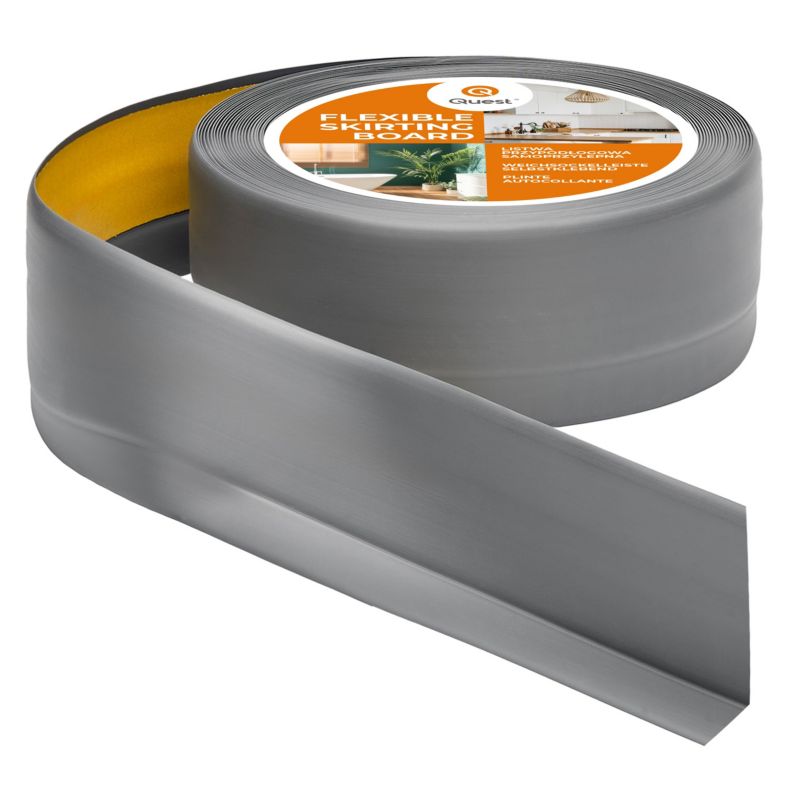 Listwa przypodłogowa PCV 50x20 mm QUEST, samoprzylepna elastyczna, miękka listwa podłogowa, cokołowa - 5m, szary, 1 szt.