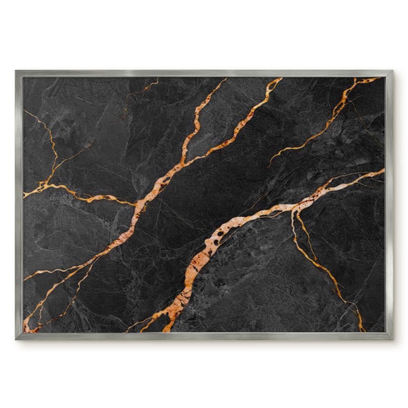 Tablica Na Magnesy Z Podróży Tulup 70x50 cm Marmurowe wstęgi - Srebrna rama Do salonu, biura 1 szt.
