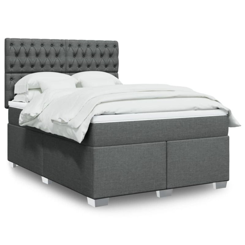 Łóżko z materacem WaszeMeble 135x190 cm Ciemnoszary tkanina z LED WM-3292791 1 szt.
