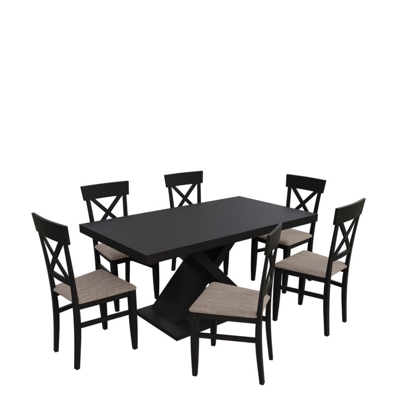 Zestaw RO44 MIRJAN 24 Stół rozkładany S50 90x160/210 + 6 krzeseł K64 wenge + jasny brąz 1 kpl.