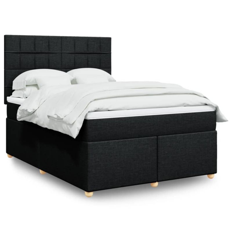 Łóżko z materacem WaszeMeble 135x190 cm Czarny tkanina z LED WM-3293577 1 szt.