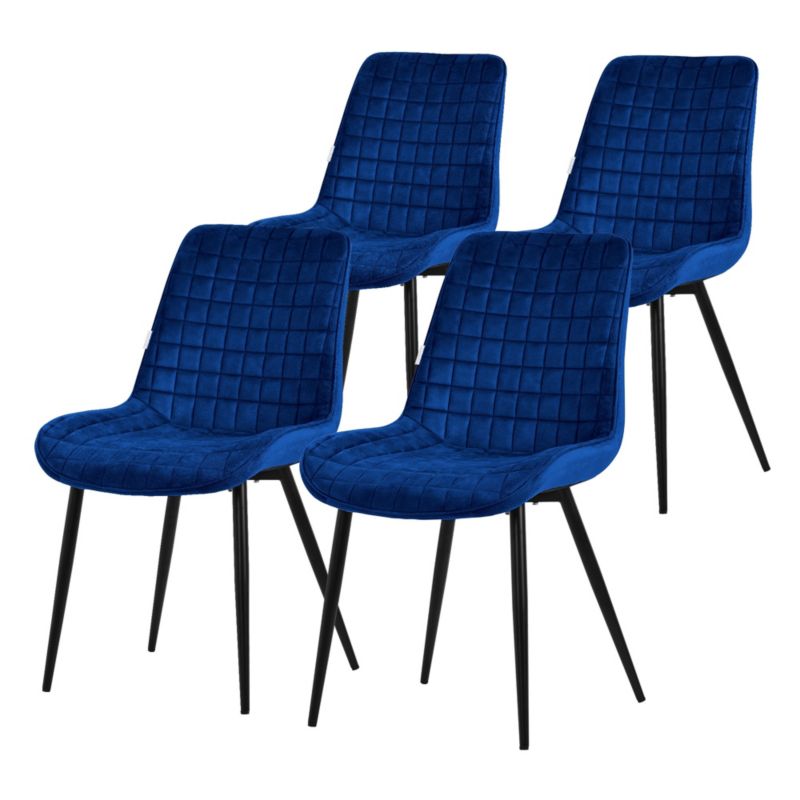 Krzesło do jadalni ML Design ciemnoniebieskie aksamitny fotel tapicerowane metalowe nogi oparcie wygodne designerskie salon 4 szt