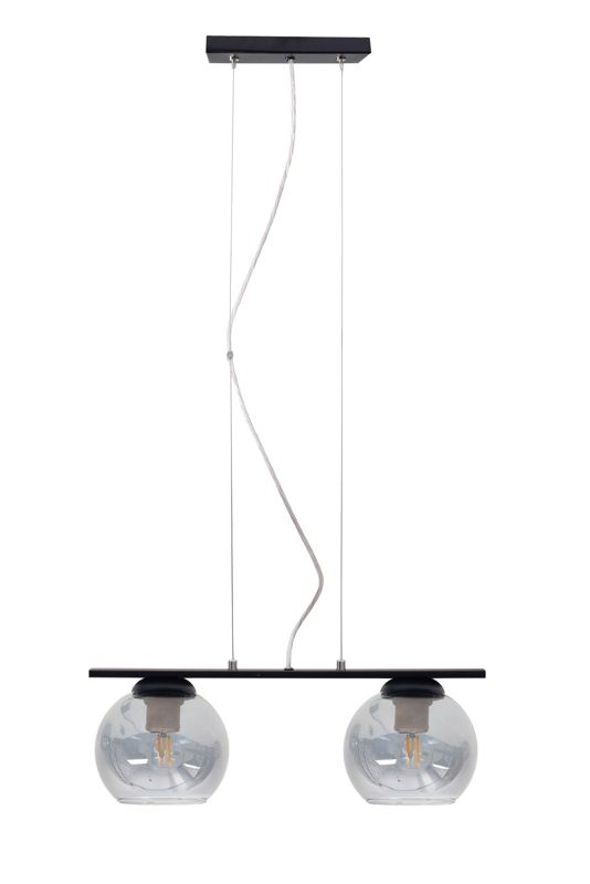 Lampa sufitowa wisząca LATIL HEXE E27 metal szkło 2 x 60W czarny H0825 1 szt.