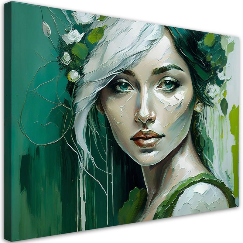 Obraz do salonu sypialni Feeby Portret Kobiety Glamour Zielony 120x80 cm 1szt