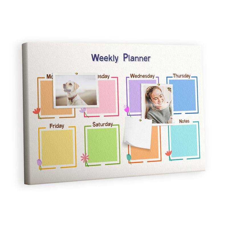 Tablica Korkowa Z Pinezkami Tulup 60x40 cm Organizer siedmiodniowy praca 2 Tablica na notatki Pinezki metaliczne 1 kpl