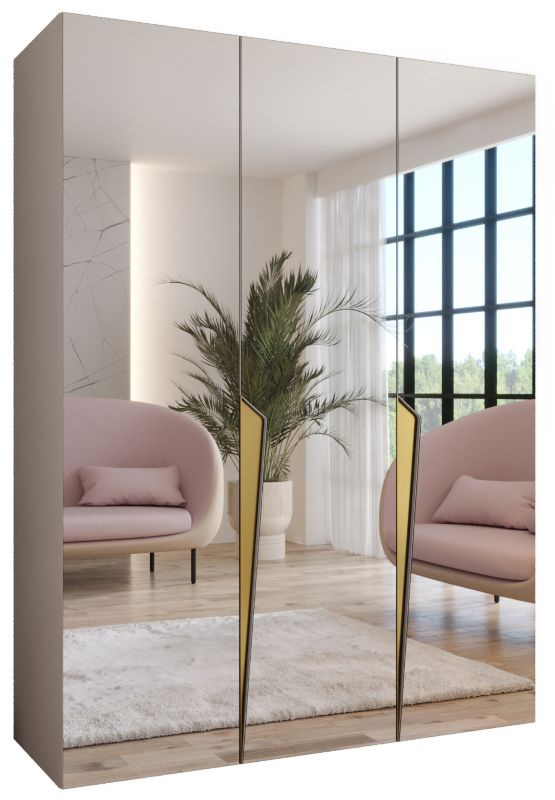 Szafa uchylna z lustrem z lustrem otwierana Abiks PIANO 3 150 wys 202 cm Kaszmir + Złoty 1 szt