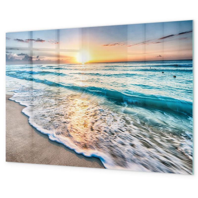 Szklana Tablica Magnetyczna Tulup 60x40 cm Plaża morze piasek Z magnesami neodymowymi 1 kpl