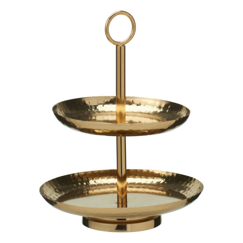 Patera dwupoziomowa Koopman metalowa złota okrągła 20 cm 1 szt.