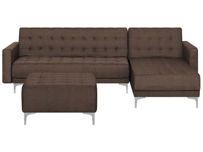 Sofa narożna z otomaną Aberdeen Ciemnobrązowy Lewostronny 1 kpl