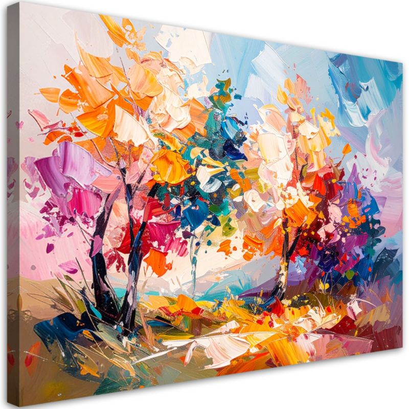 Obraz do salonu Feeby Kolorowy Krajobraz Drzewa Las imitacja farby olejnej 100x70cm 1szt