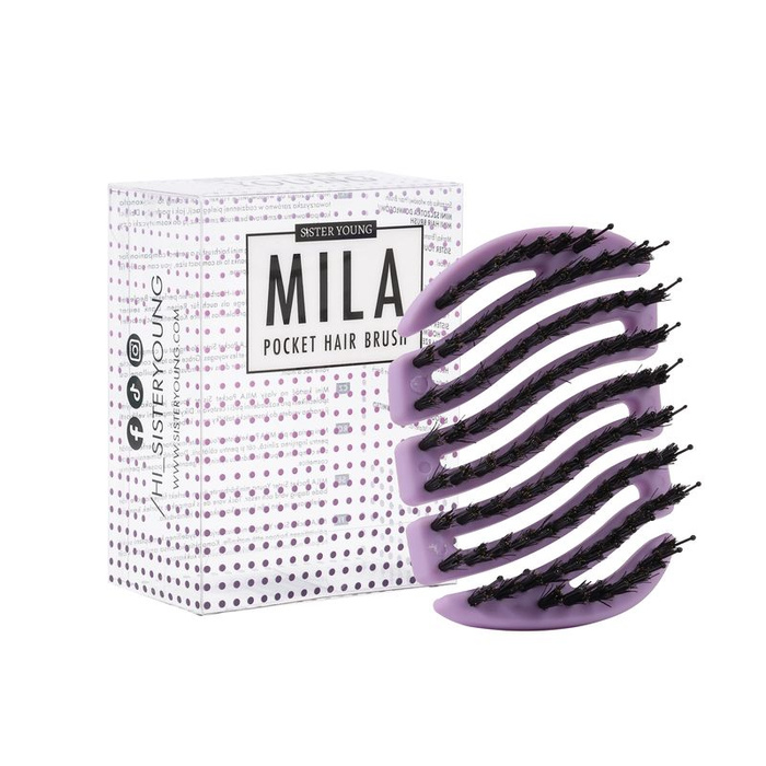 Sister Young MILA BV Mini szczotka do włosów z włosiem z dzika Liliac