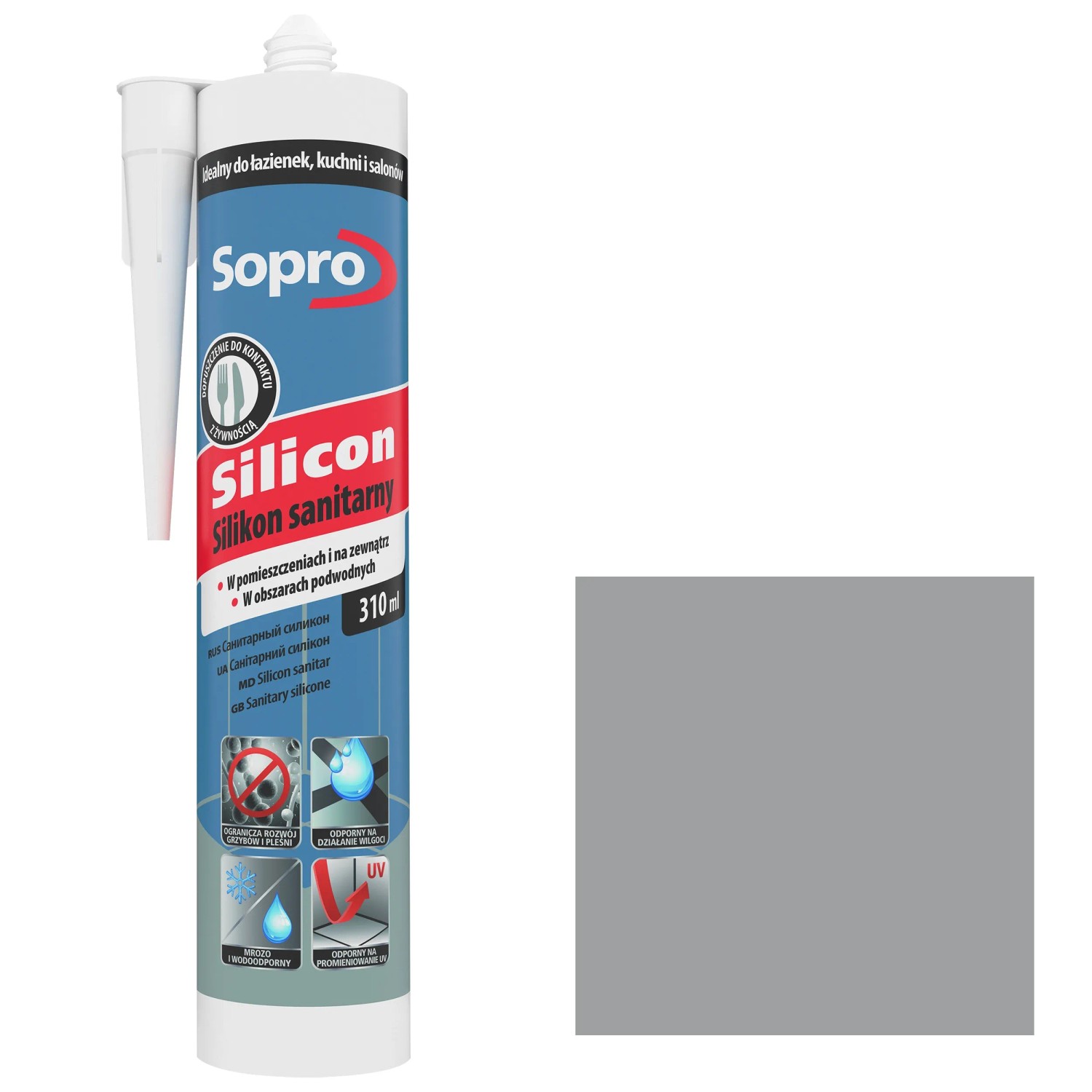 Sopro Silikon sanitarny 051 szary 310 ml