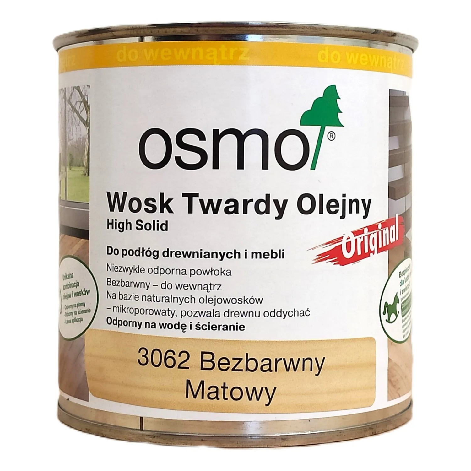 OSMO 3062 Wosk twardy olejny bezbarwny matowy 0,375L