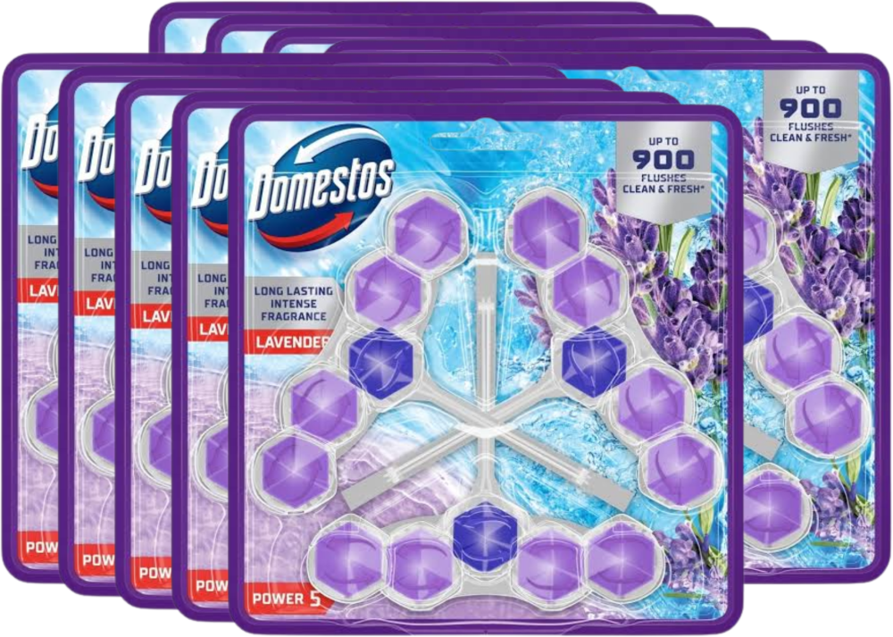 10x Zawieszka do WC Domestos Power 5, lawendowy, 3x55g