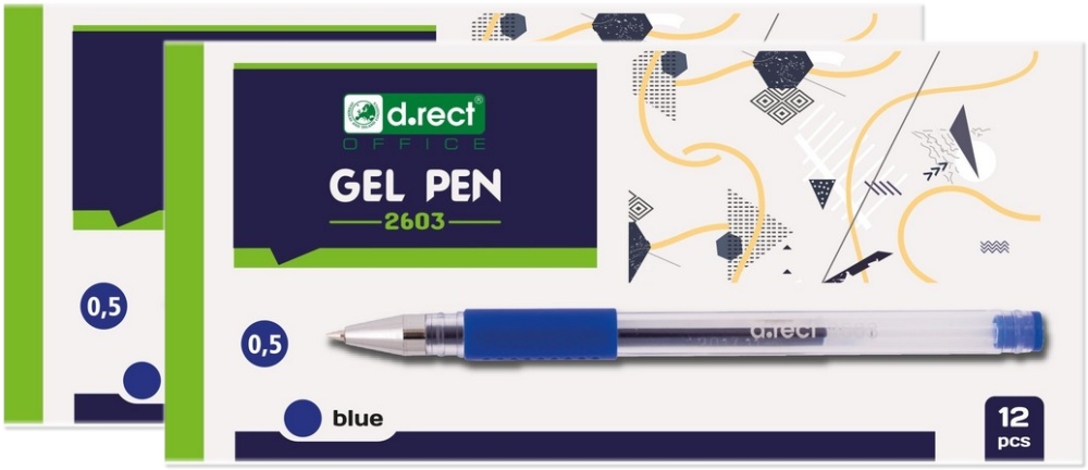 24x Długopis żelowy D.Rect, 2603, 0.5mm, niebieski
