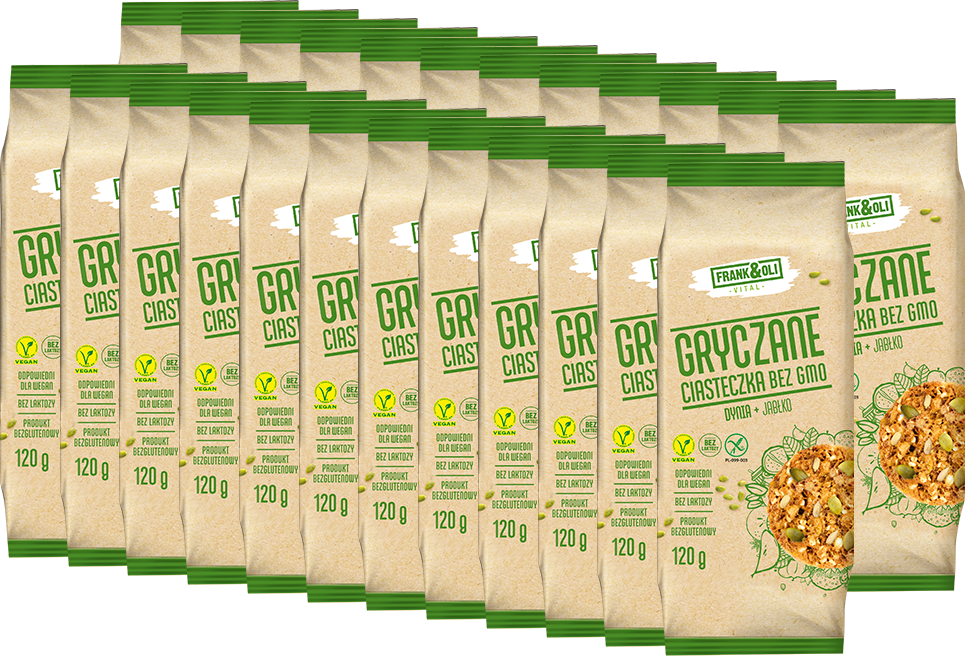 24x Ciasteczka gryczane Frank&Oli, dynia z jabłkiem, 120 g