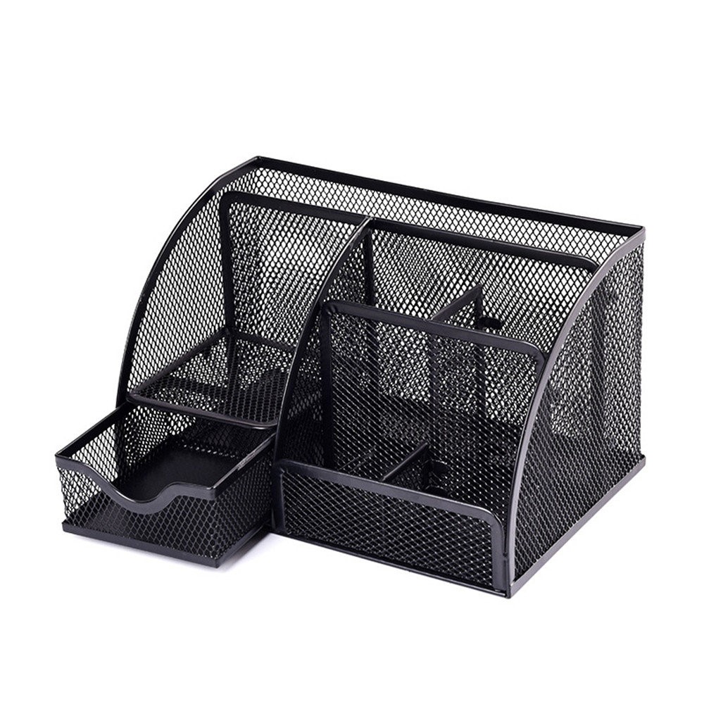 Przybornik na biurko Office Set, 7 przegród, 220x140x130mm, czarny