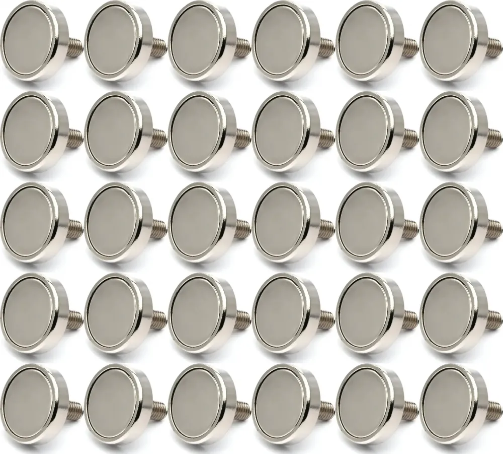 40x Magnes neodymowy w obudowie, 20mm, 1 sztuka, srebrny